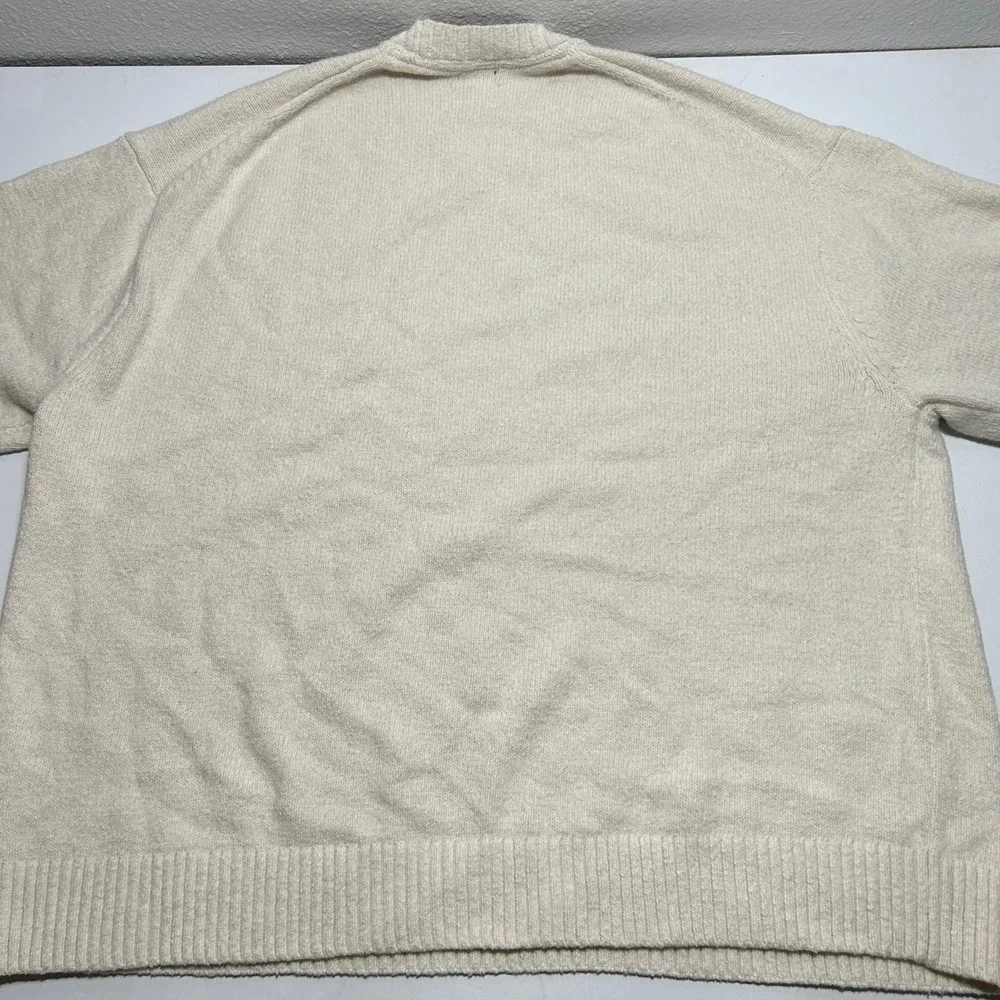 Abercrombie & Fitch Oversized Crewneck Sweater Cream XXL Tall Mens Knit